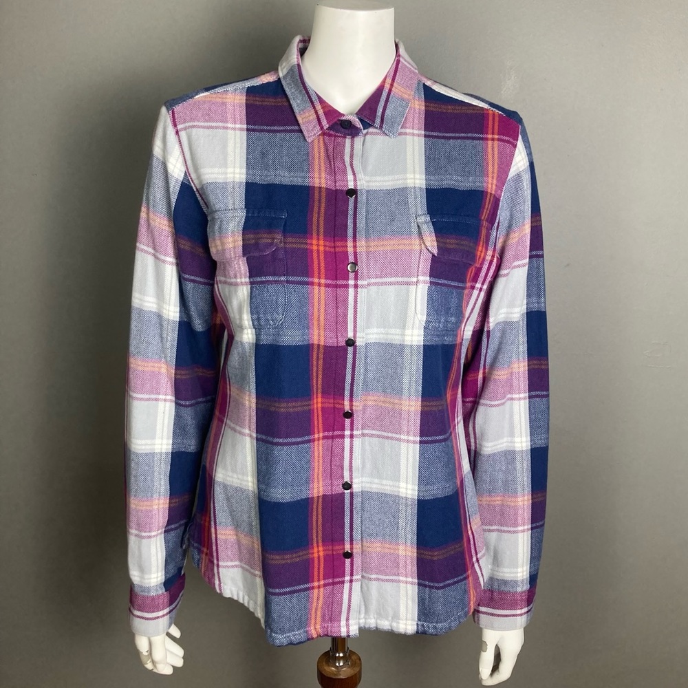 Toad&CO shirt jacket plaid‎ medium colorful organic cotton grey